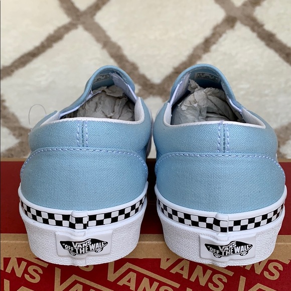 VANS CLASSIC SLIP-ON CHECK FOXING COOL BLUE men’s - Picture 11 of 16